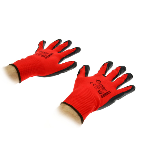Rękawice ochronne GEKO  r.9 /RED Nitryl/(12/300)