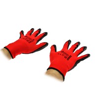 Cotton Work Gloves RED s.10 with Nitrile Palm Coating, Knit Wrist