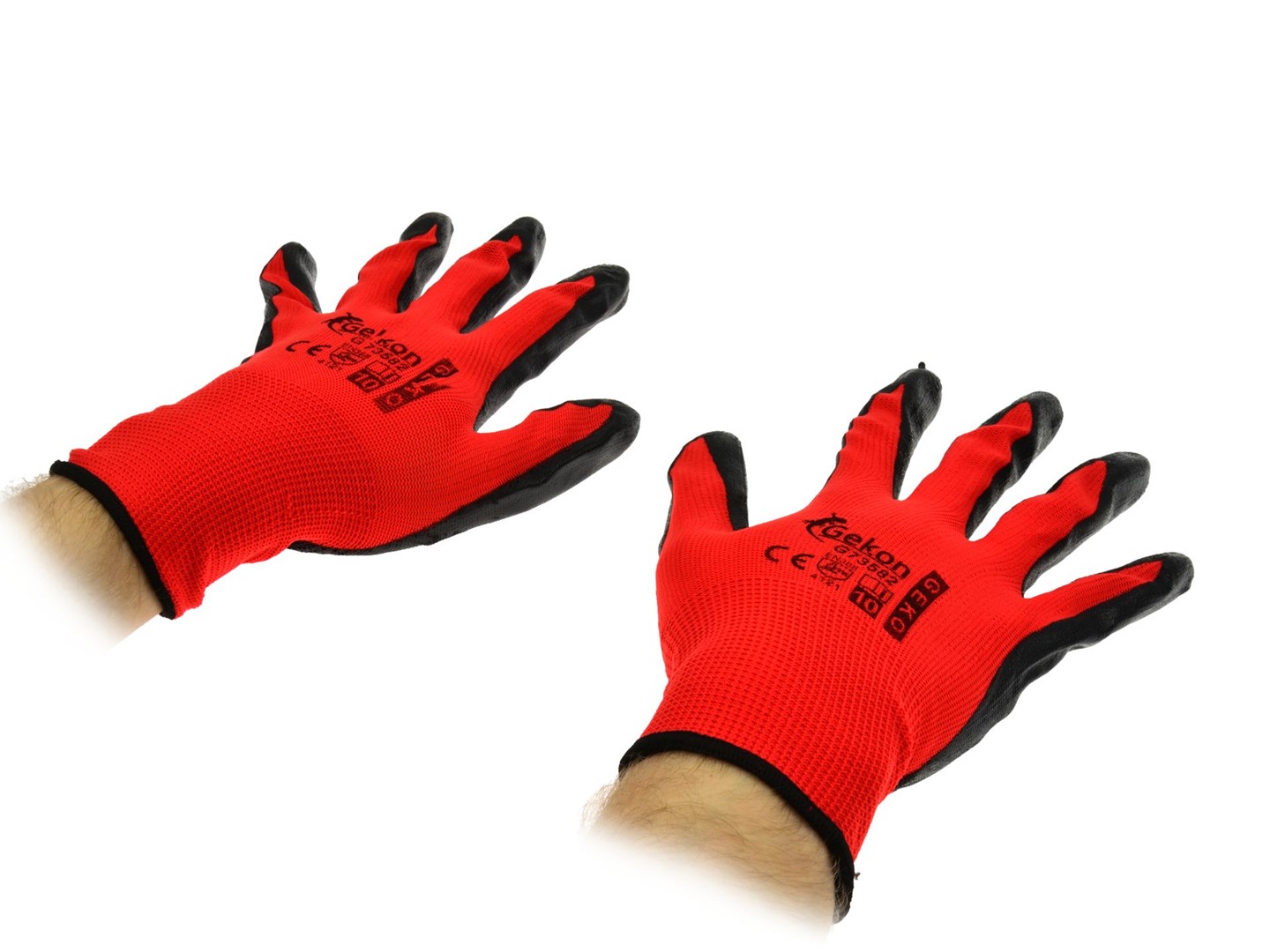 Cotton Work Gloves RED s.10 with Nitrile Palm Coating, Knit Wrist