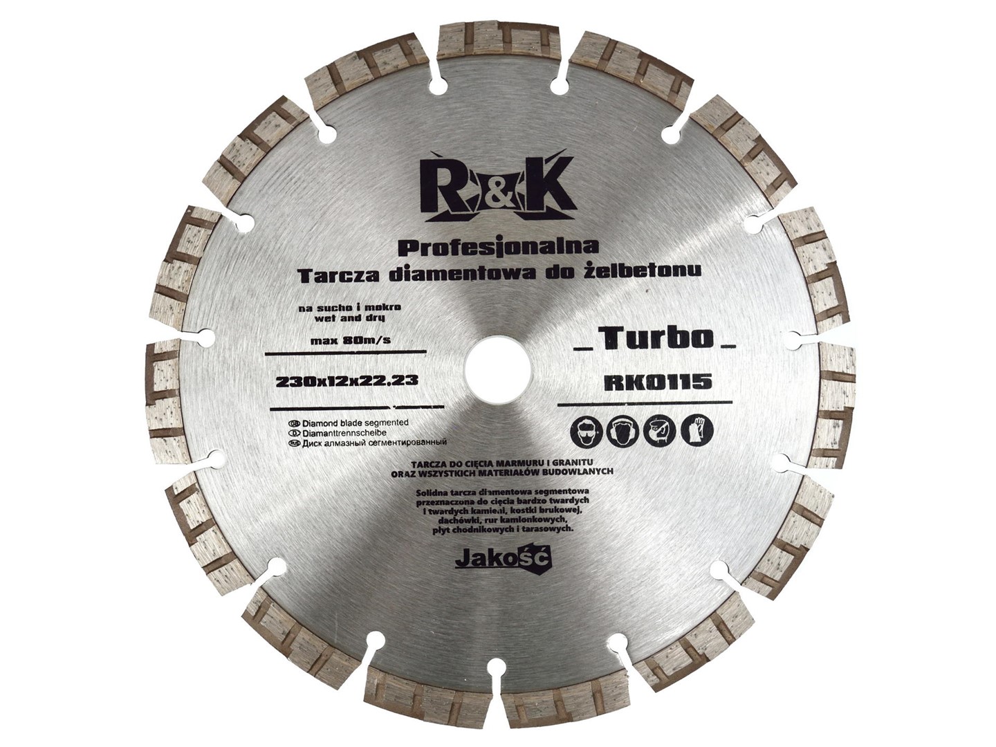 Diamond Cold Pressed Blade 230x12x22.23mm Segment Turbo Professional R&K