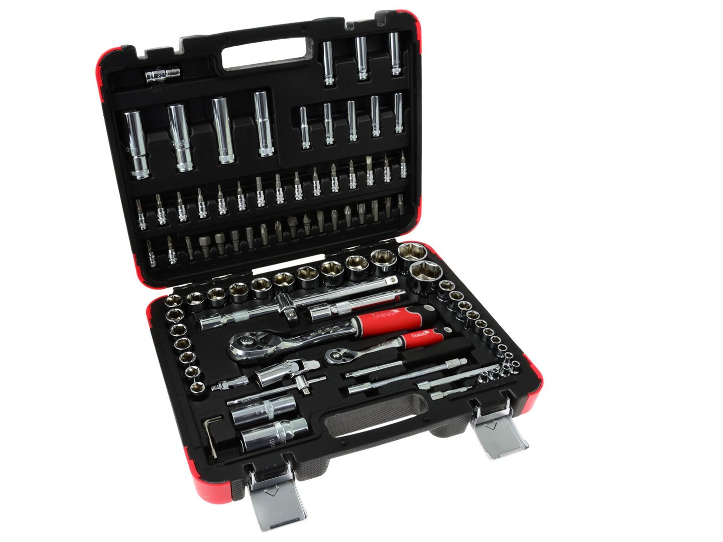 TVARDY Mechanics Tools Set Polished Chrome 94 pcs 1/2  & 1/4  Drive