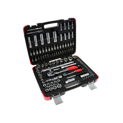 TVARDY Mechanics Tools Set Polished Chrome 108 pcs 1/2  & 1/4  Drive