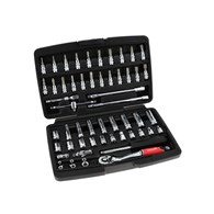 TVARDY Mechanics Tools Set Polished Chrome 56 pcs 1/4  Drive