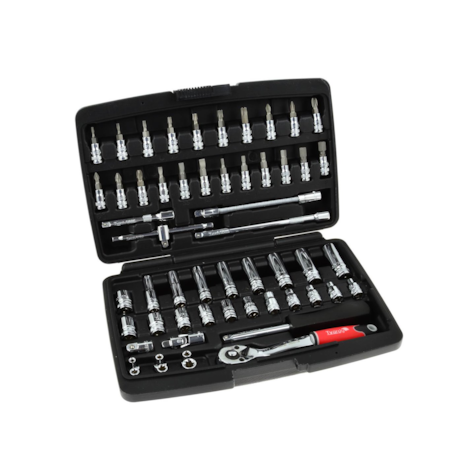TVARDY Mechanics Tools Set Polished Chrome 56 pcs 1/4  Drive