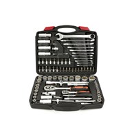 Socket Set with Ratchets, Adapters and Extensions 1/2 and 1/4 in. Drive 94 pcs