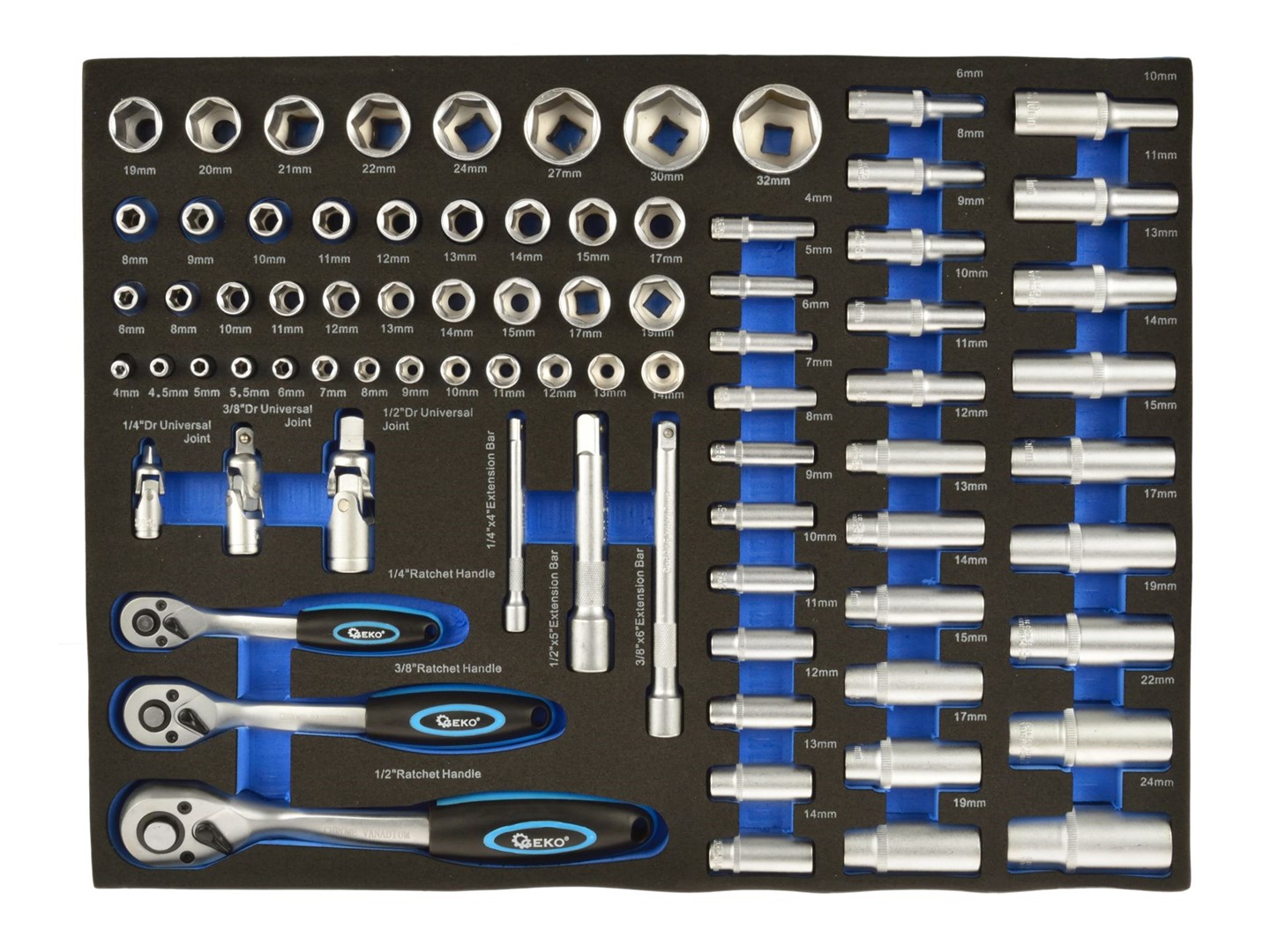 80pcs Socket Set 1/4  & 1/2 