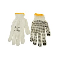 Natural white cotton with black pvc dotted gloves