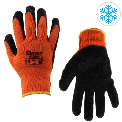 Acrylic liner crinkle latex coated glove for winter ORANGE size: 8