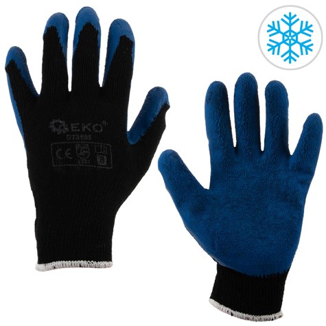 Acrylic liner crinkle latex coated glove for winter BLUE size: 8