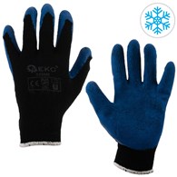 Acrylic liner crinkle latex coated glove for winter BLUE size: 9