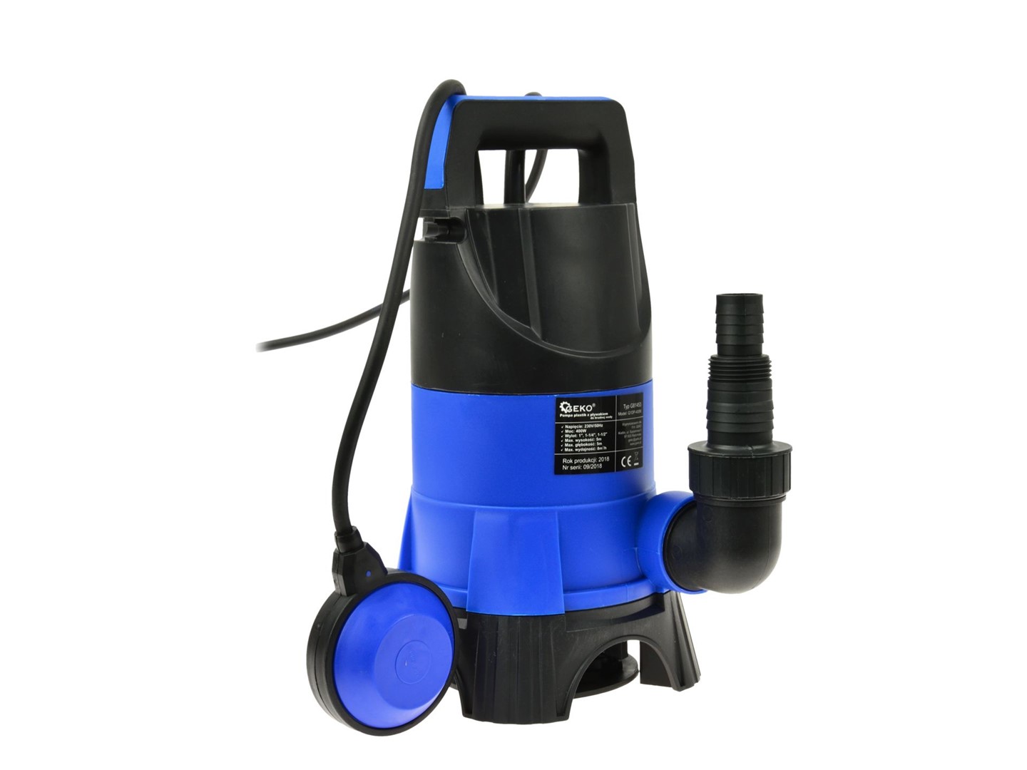 Plastic sumbersible dirty water pump with float switch 400W type 2