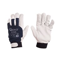 Goat leather gloves, elastic cotton back, velcro cuff s.8