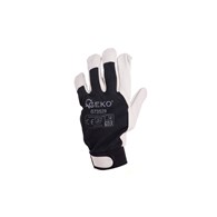 Goat leather gloves, elastic cotton back, velcro cuff s.10