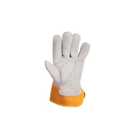 Leather gloves with plyester back