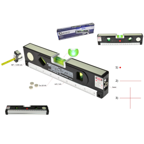 Multipurpose Laser Level with 1.5m Measure Tape Ruler