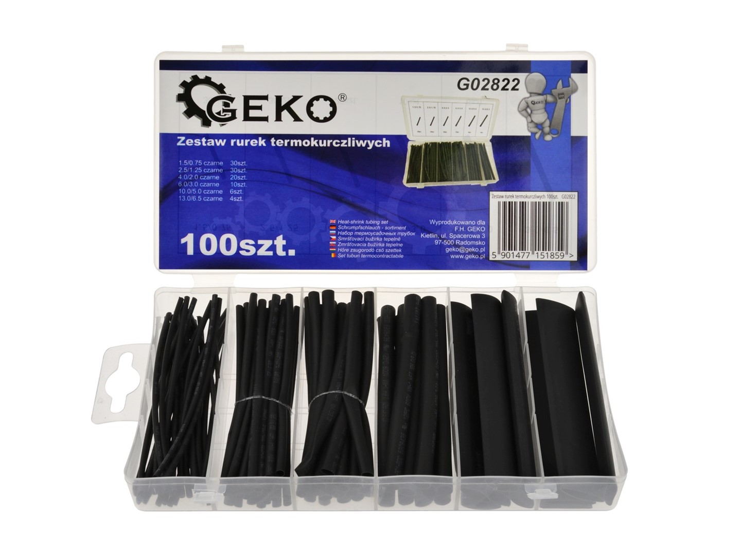 Assorted Heat Shrink Tubing Kit Black 100pcs