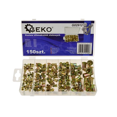Zestaw nitonakrętek stalowych 150szt. (20)
