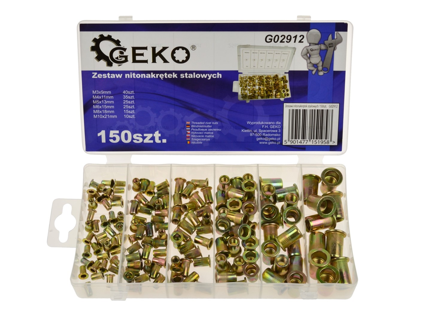 Steel Rivet Nuts Assortment 150pc