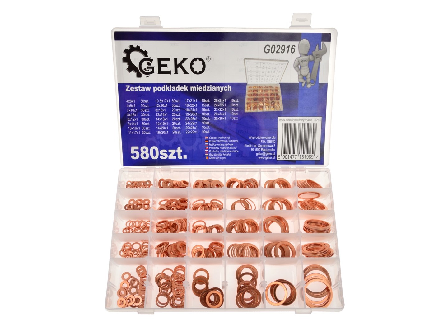 580 pcs Metric Copper Washer Assortment