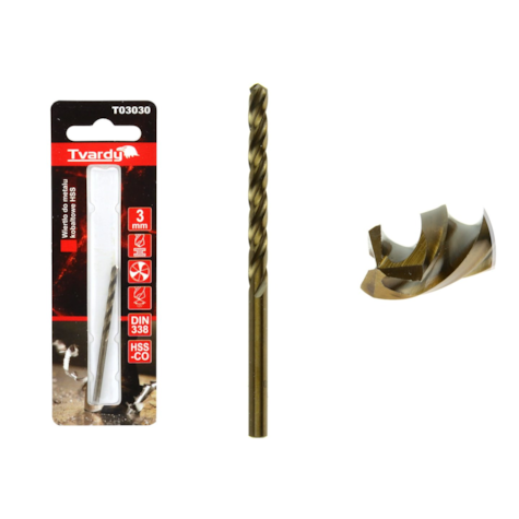 HSS Cobalt drill M35 3flutes sharp 3 mm