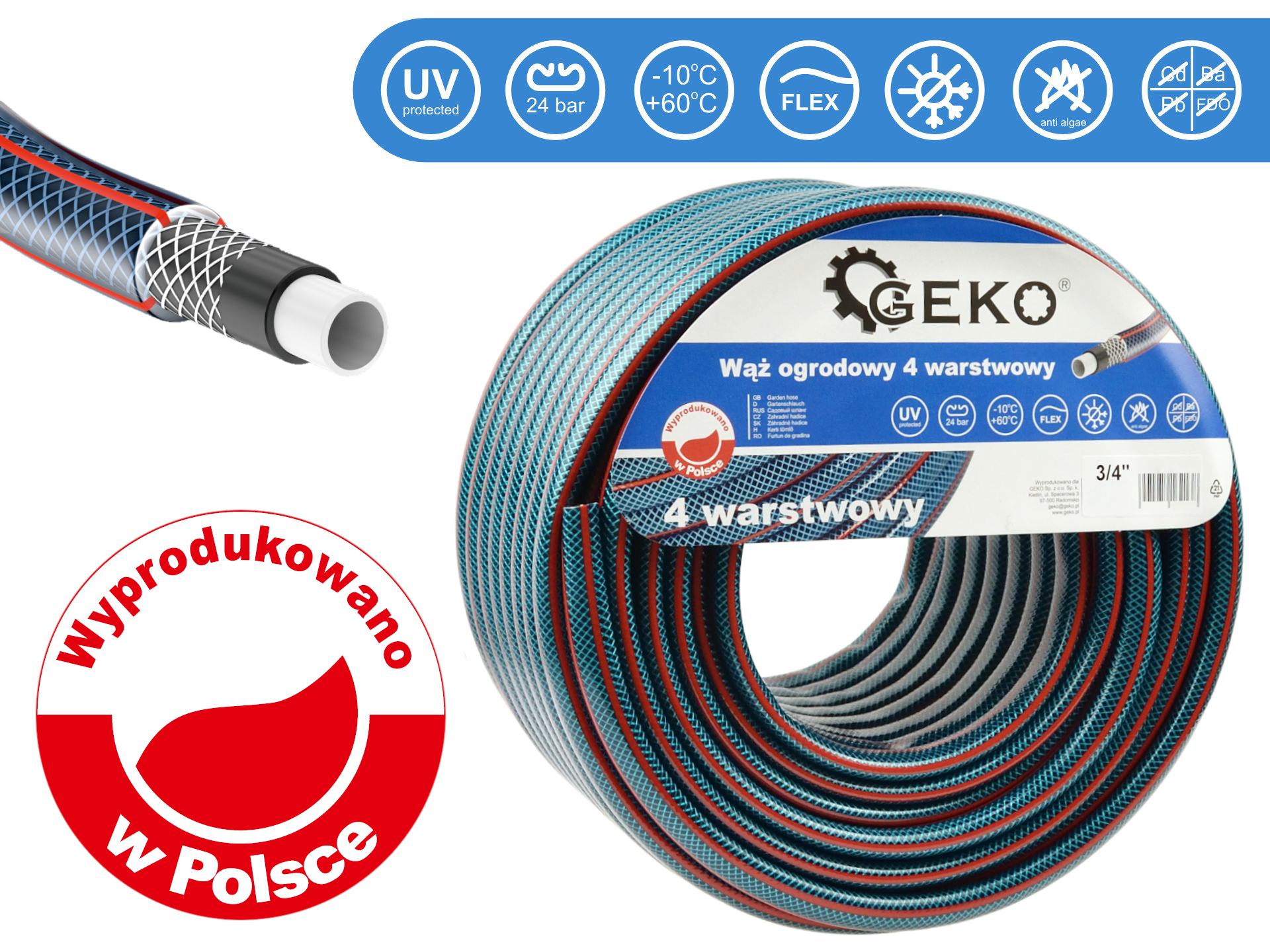 Garden hose 4 layer 3/4  50m GEKO