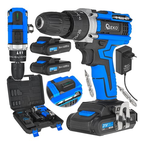 Cordless drill with impact function 21V 2xbattery 2ah