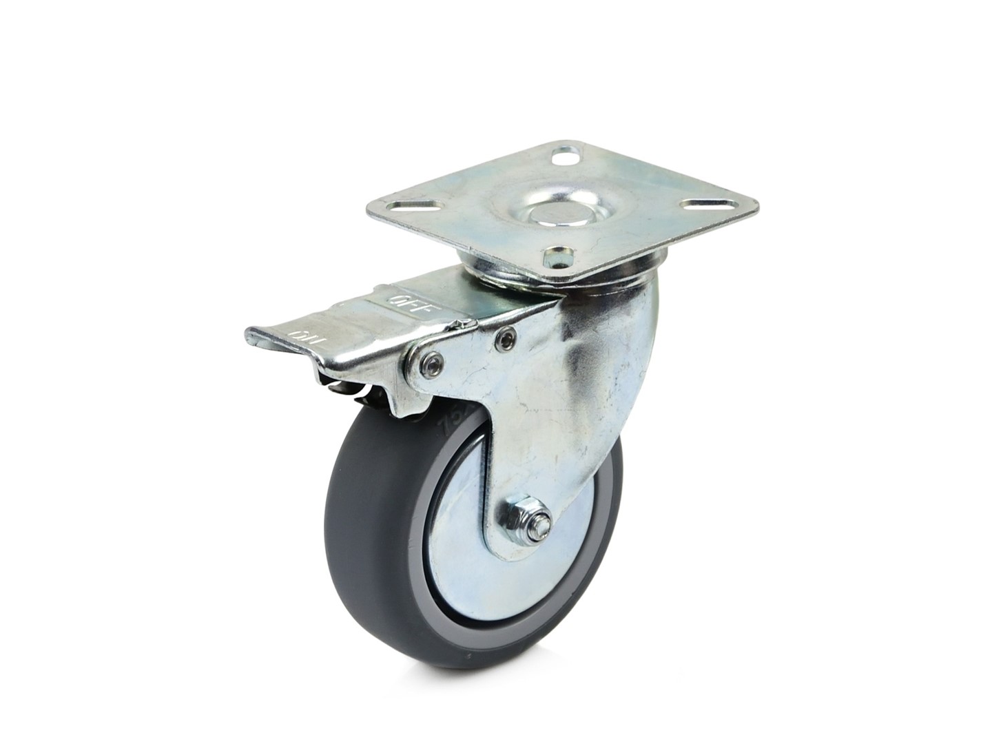 caster wheel swivel plate and top brake  75mm