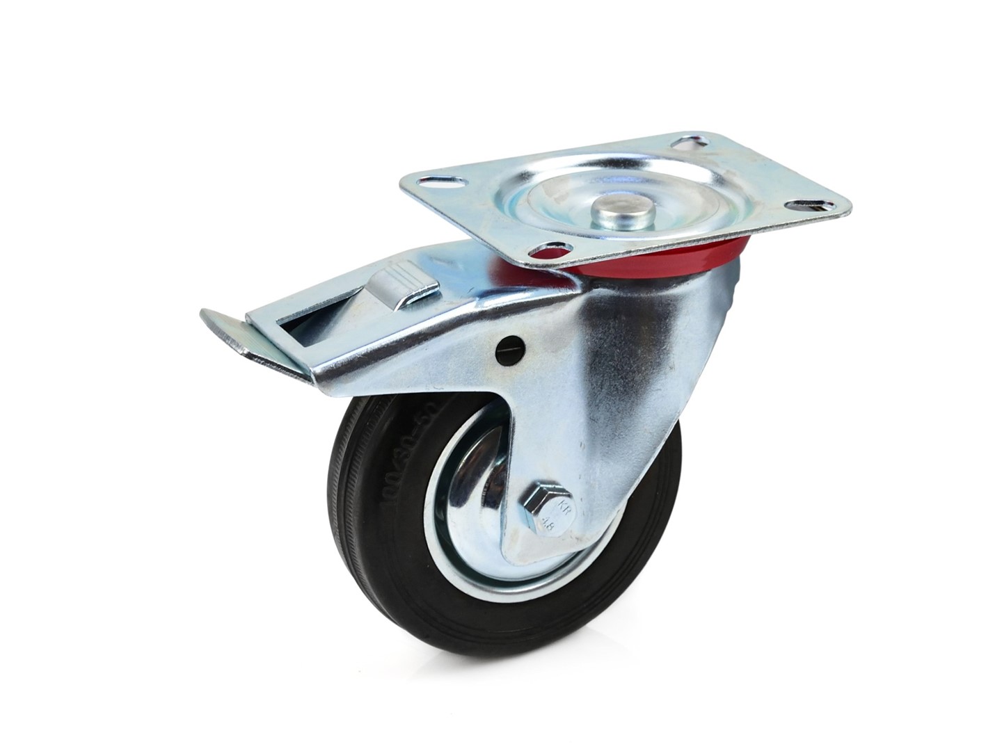 caster wheel swivel plate and brake 100mm