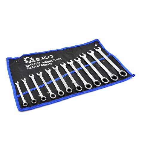 12pcs spanners with double sided ratchet 8-19mm