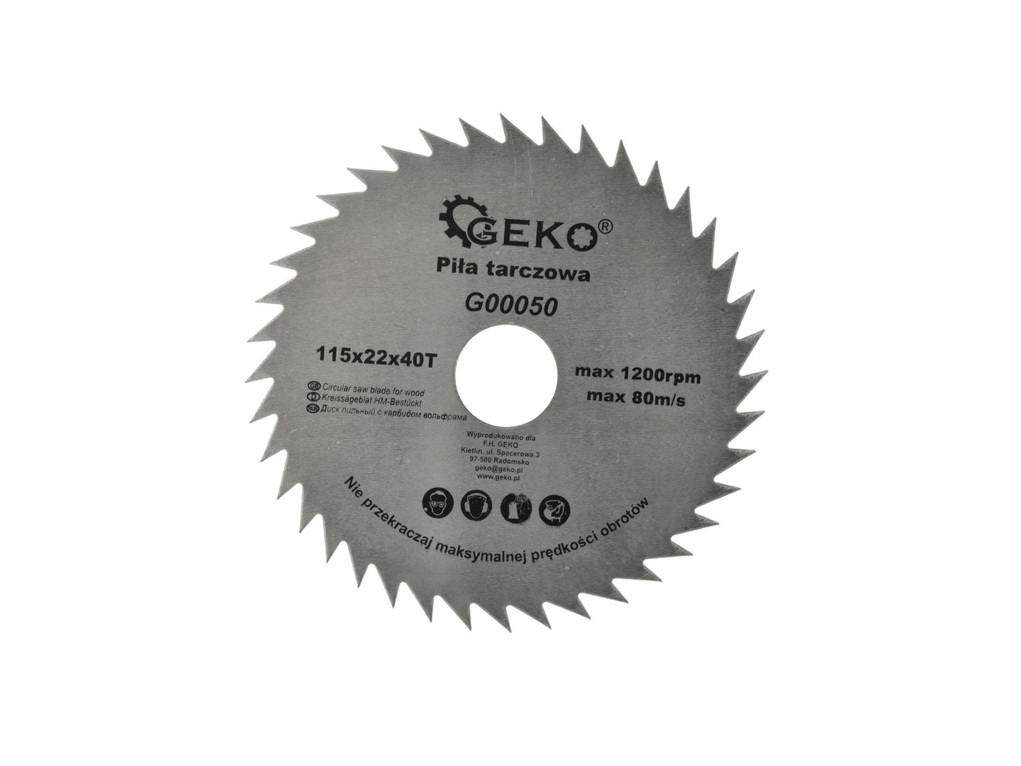 Circular saw blade for wood 115x22x40T