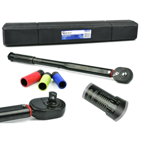 1/2  Torque Wrench 28-210nm + sockets set Black HD