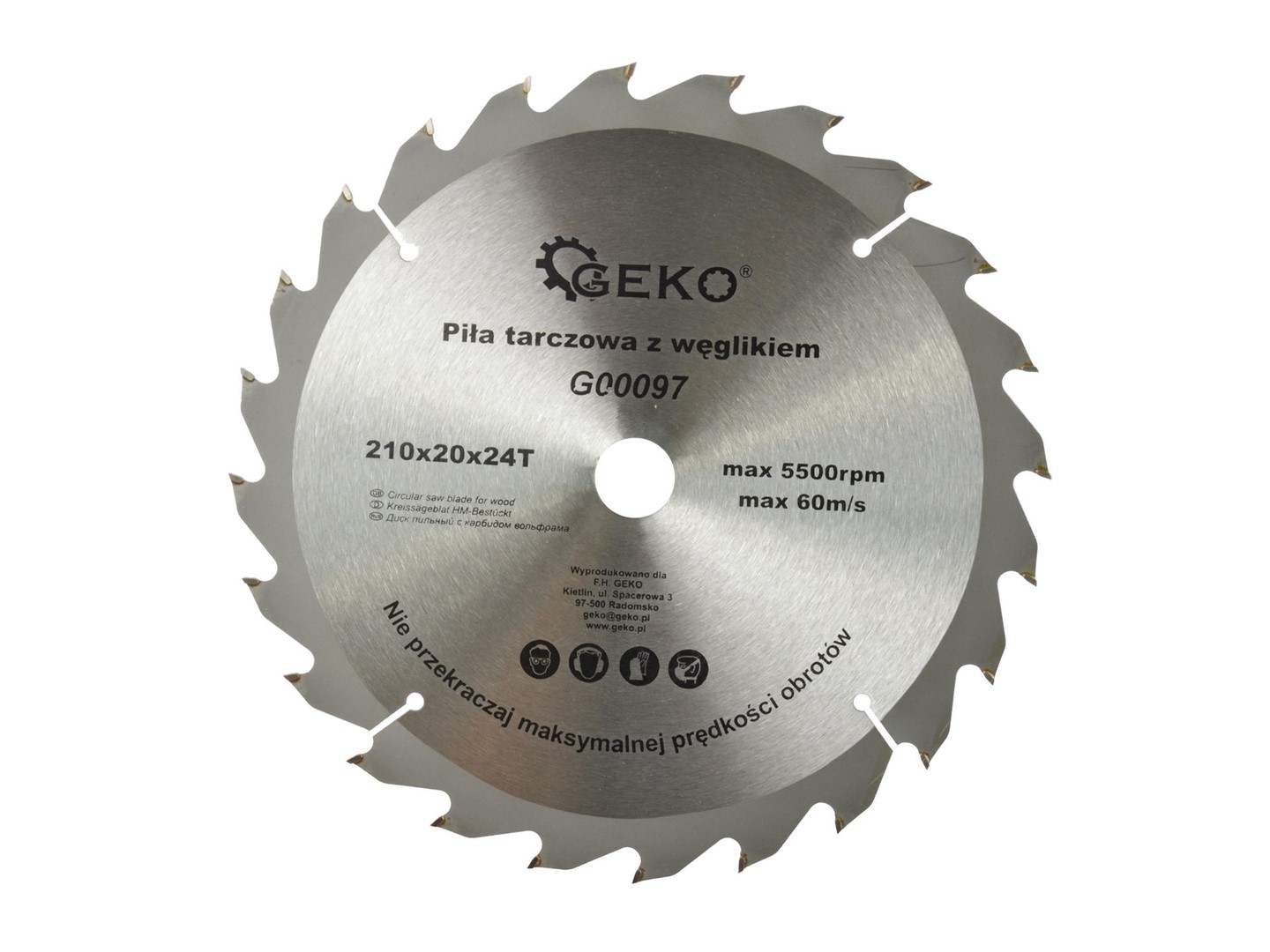 TCT circular saw blade for wood 210x20x24T