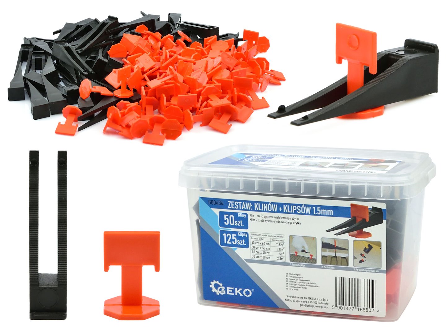 Systém vyrovnávania dlaždíc - 50 klinov + 125 1,5 mm klipov (1/27/432)
