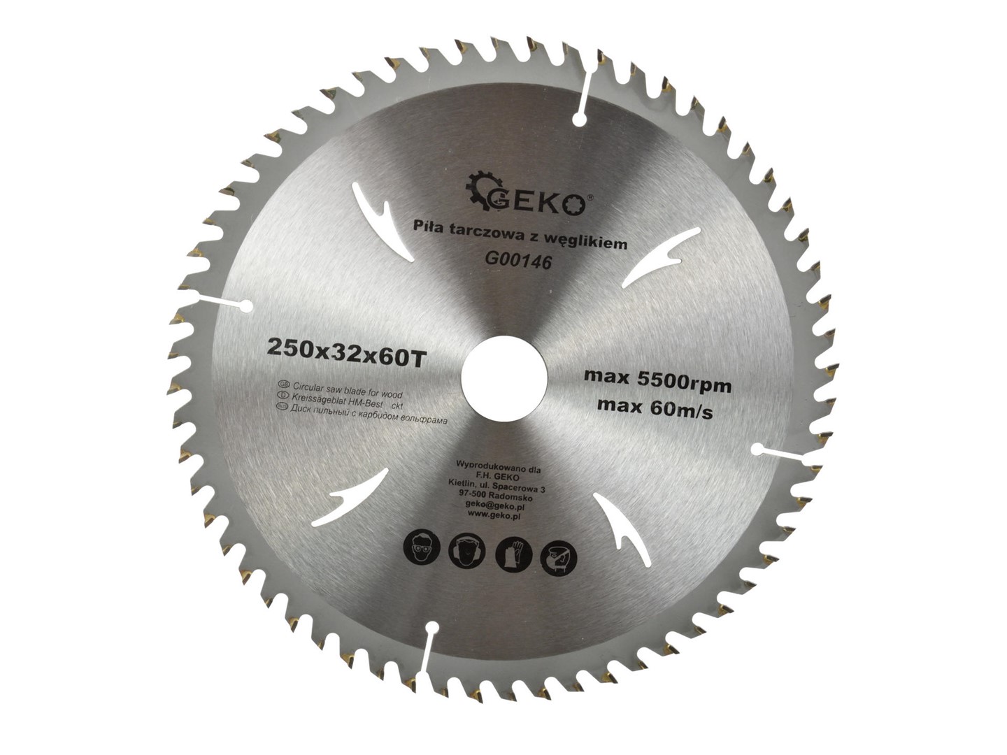 TCT circular saw blade for wood 250x32x60T