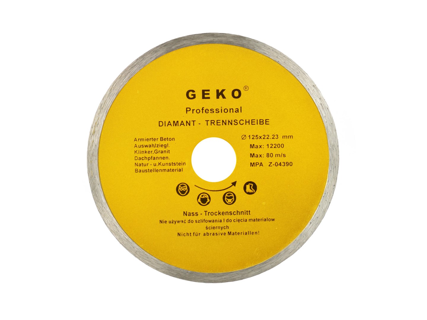 Continuous Rim Diamond Blade 125x8x22mm GEKO Profi