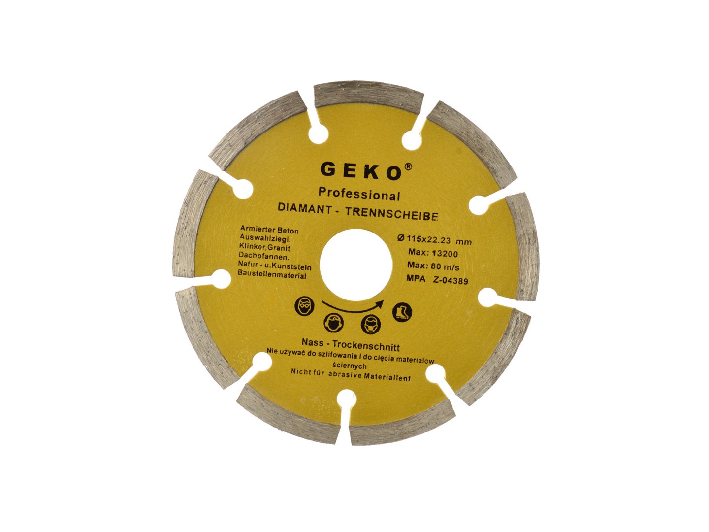 Segmented Rim Diamond Blade 115x8x22mm GEKO Profi