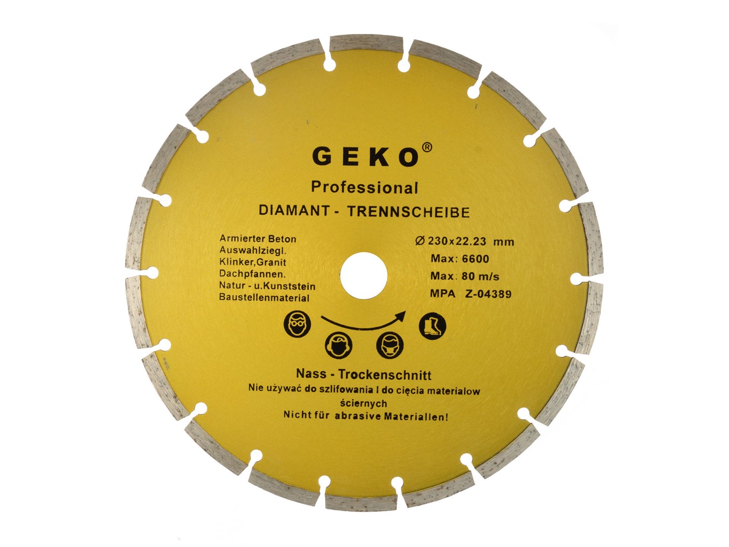 Segmented Rim Diamond Blade 230x8x22mm GEKO Profi