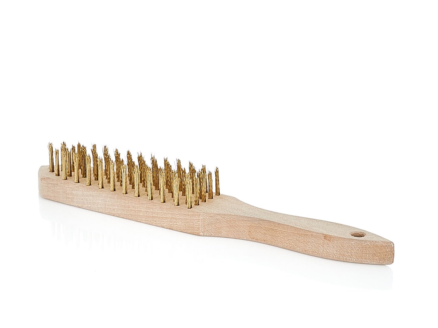 Žltá drôtená kefa na hrdzu, 6 radov, drevo (30/120)