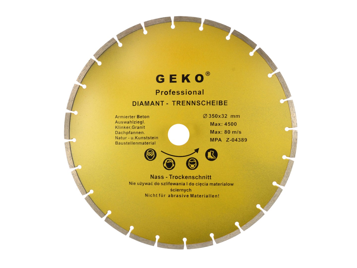 Segmented Rim Diamond Blade 350x8x32mm GEKO Profi