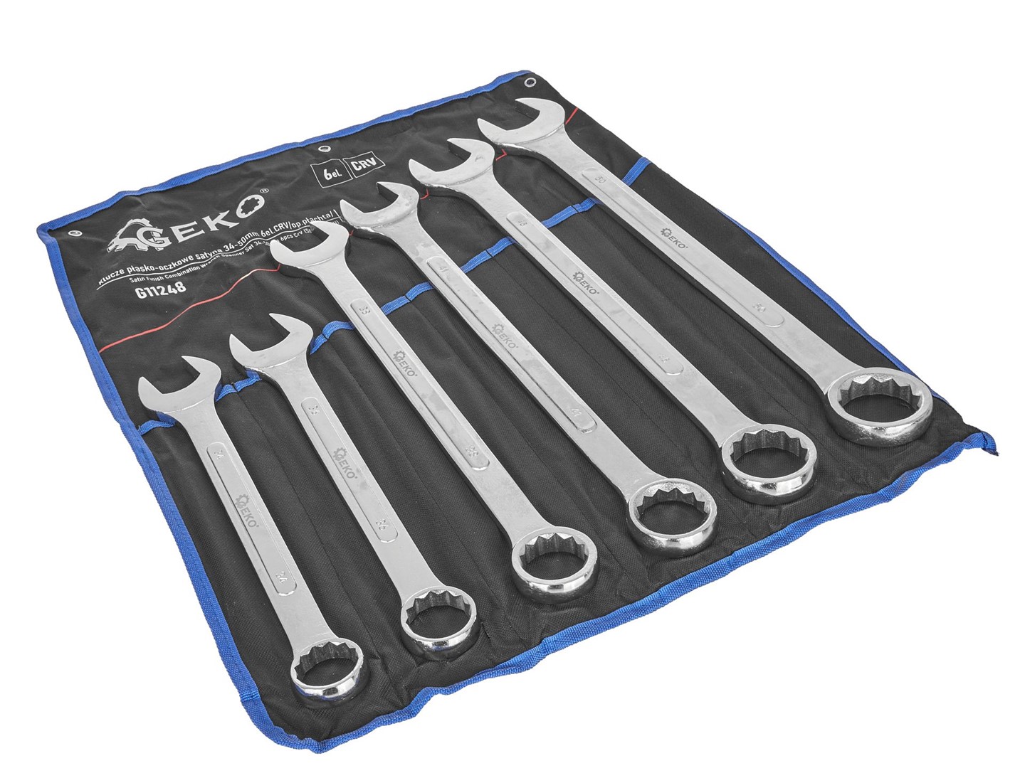 Satin Finish Combination Wrench Spanner Set 34-50mm 6pcs CrV (Storage Roll)