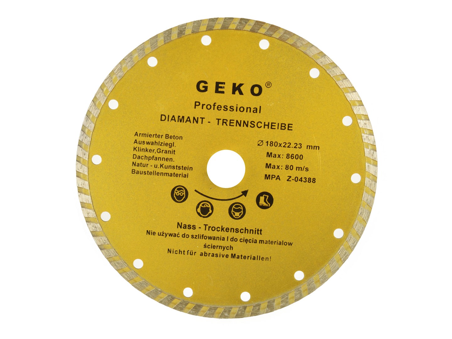 Continuous Turbo Rim Diamond Blade 180x22,2mm GEKO Profi