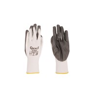 Cotton Work Gloves s.8 with Nitrile Palm Coating, Knit Wrist (white-grey)