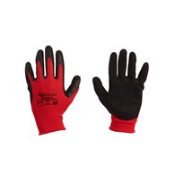 Cotton Work Gloves s.7 with Crinkled Latex Palm Coating, Knit Wrist (red)