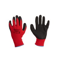 Cotton Work Gloves s.11 with Crinkled Latex Palm Coating, Knit Wrist (red)