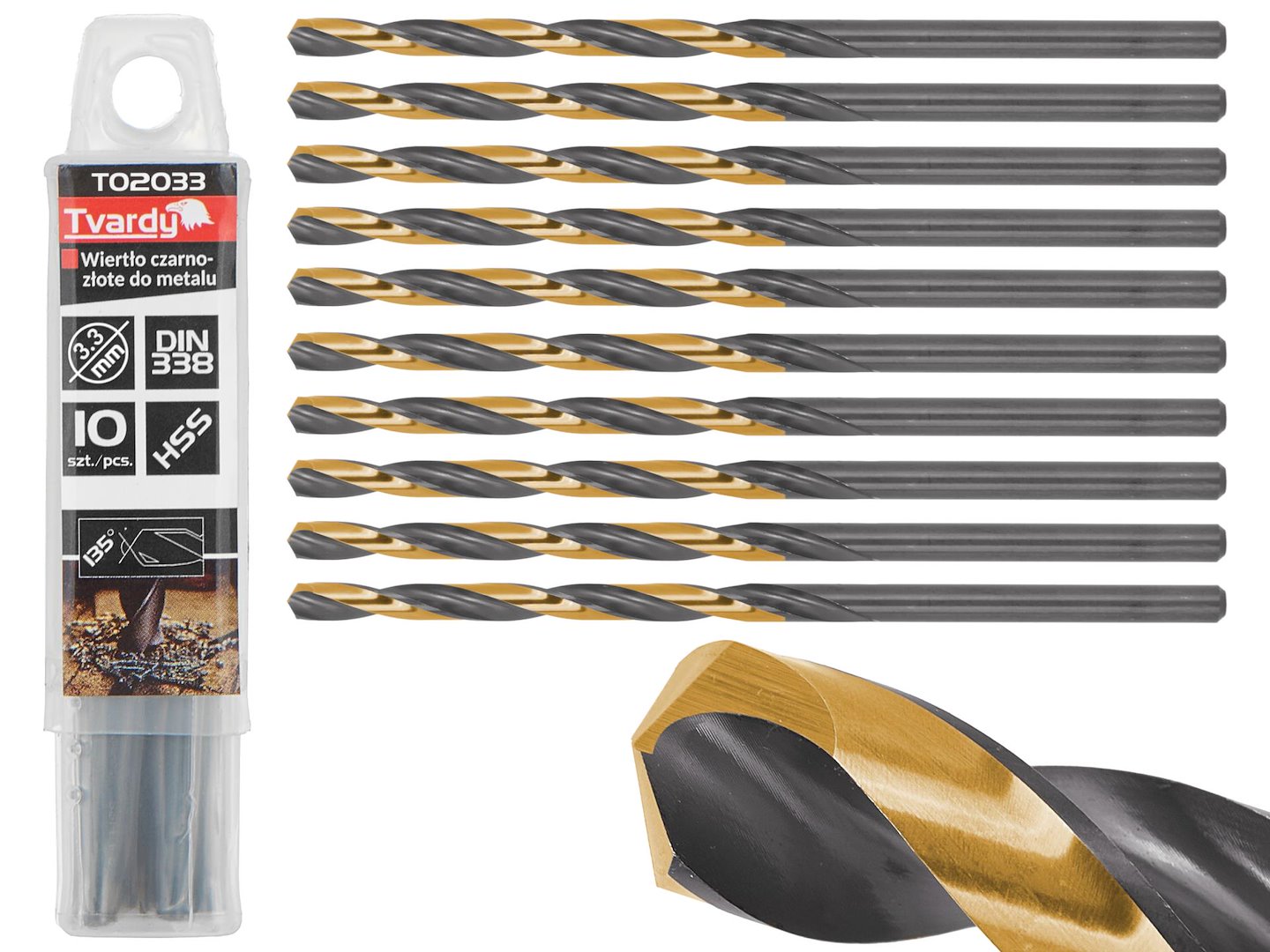 Čierno-zlatý vrták do kovu HSS 3,30 mm (10/300/3000)