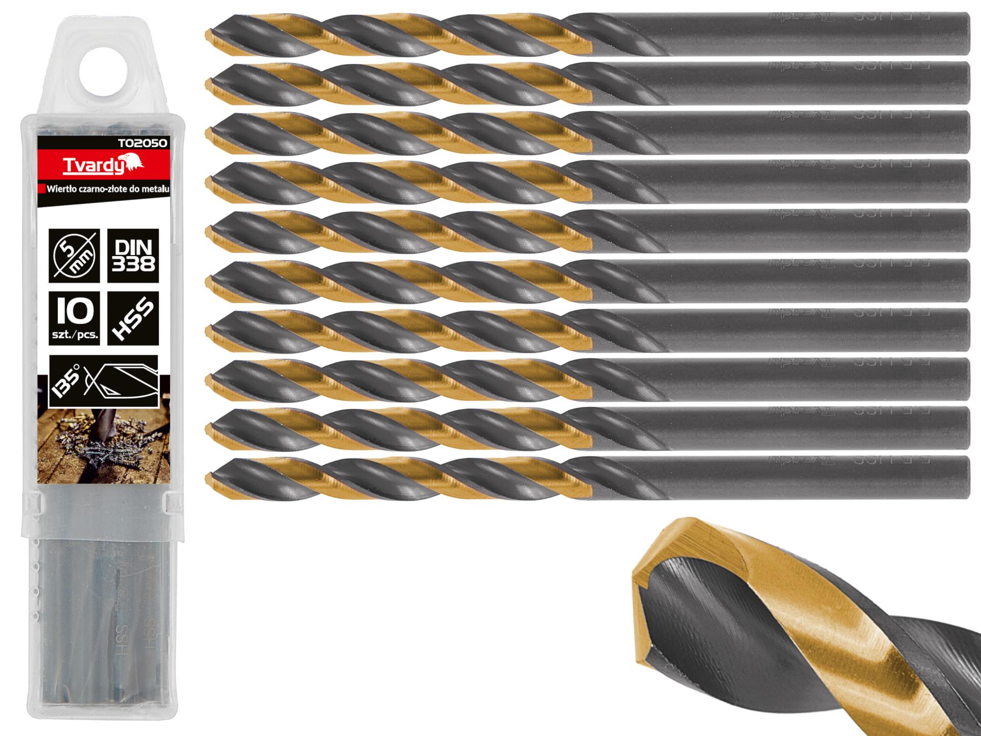 HSS 5.00mm black & gold metal twist drill bit