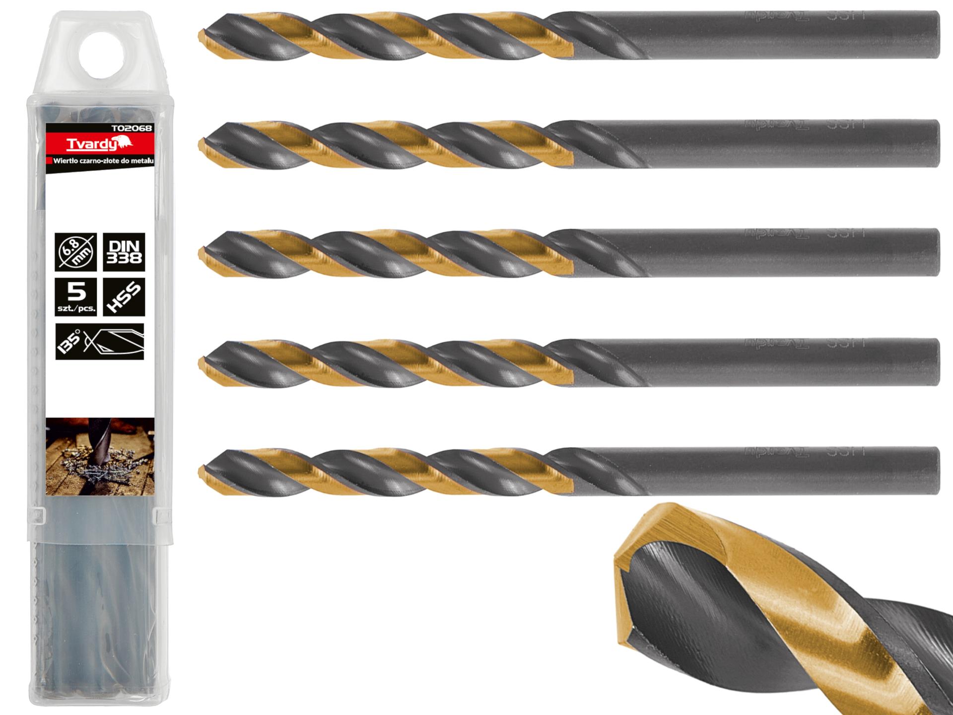 HSS 6.80mm black & gold metal twist drill bit