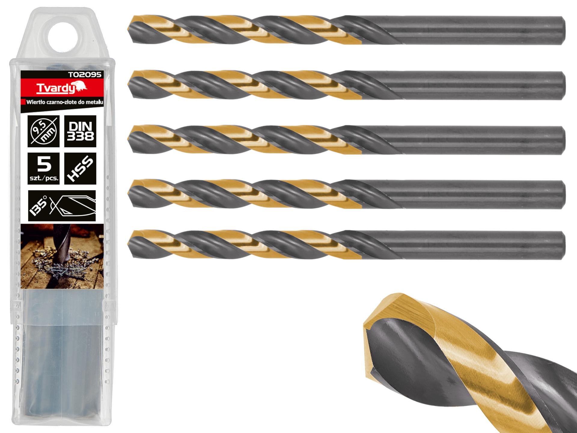 HSS 9.50mm black & gold metal twist drill bit