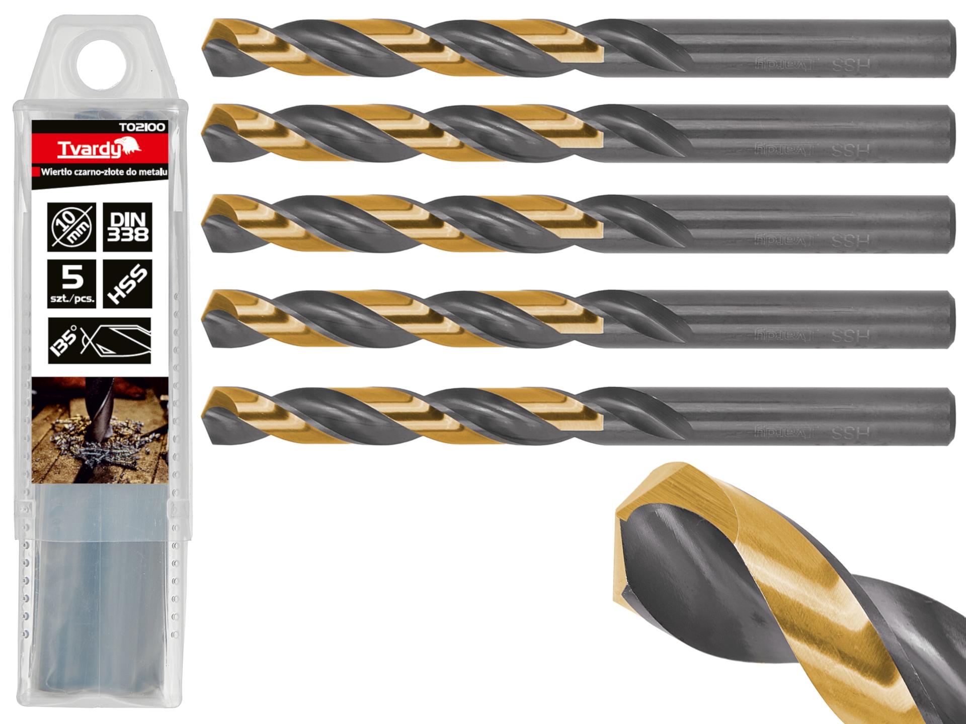 HSS 10.00mm black & gold metal twist drill bit