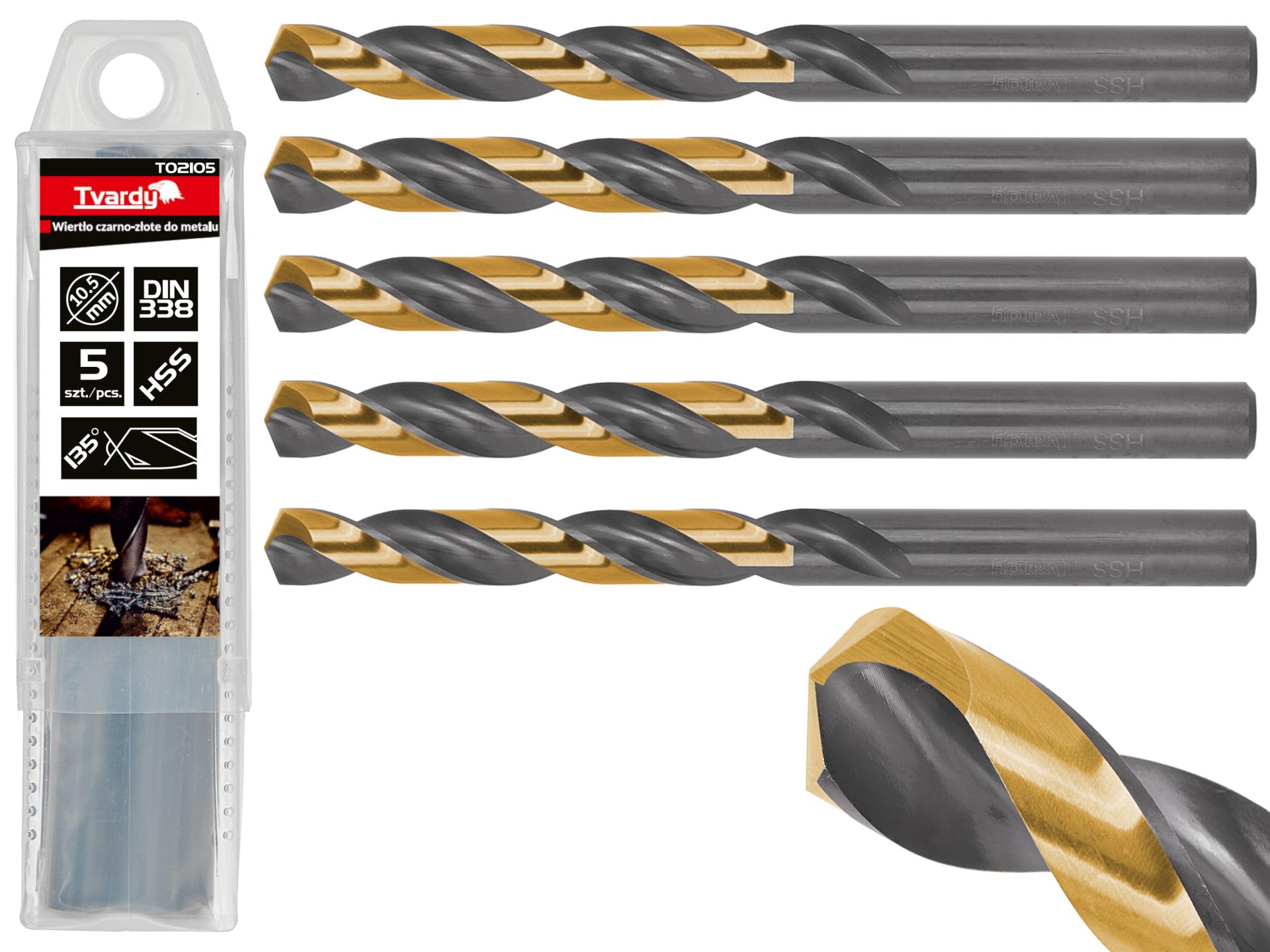 HSS 10.50mm black & gold metal twist drill bit